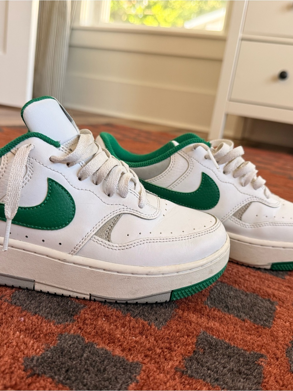 Nike Women’s (7.5) or Kids (5.5) White and Green Sneakers